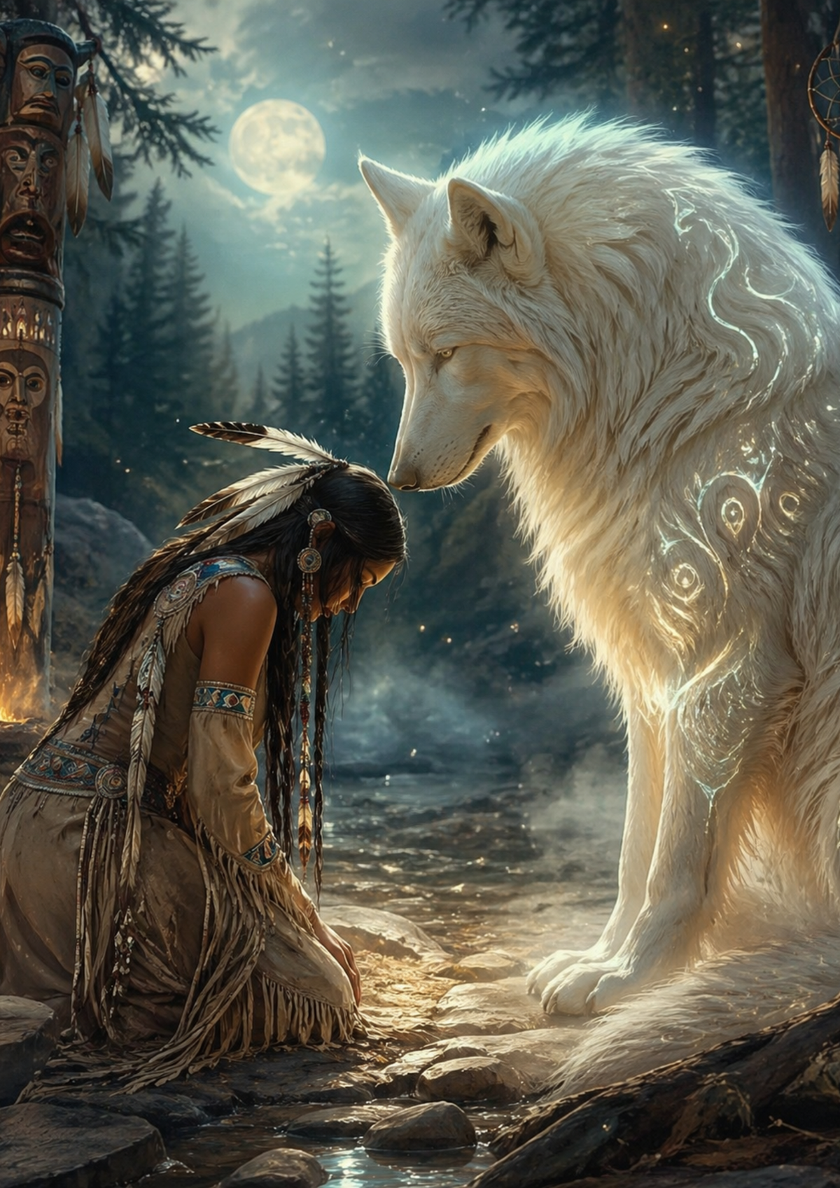 Sticker Sheet / Greeting Card – Wild Soul - Native Woman & Wolf Full Cat. No.9335