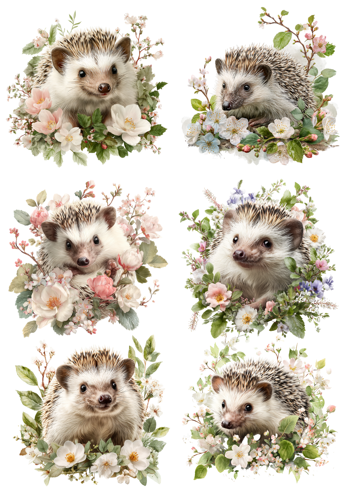 Sticker Sheet / Greeting Card – Spring Hedgehog Collage Cat. No. 9375