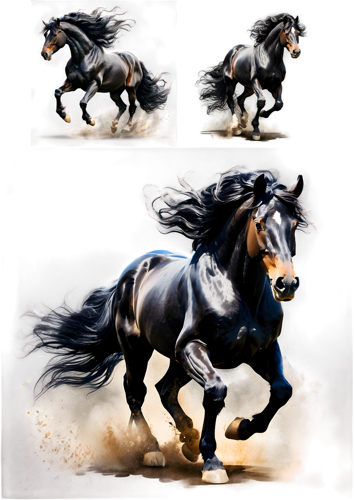 Sticker Sheet / Greeting Card – Black Horse in Gallop Collage Cat. No. 9442