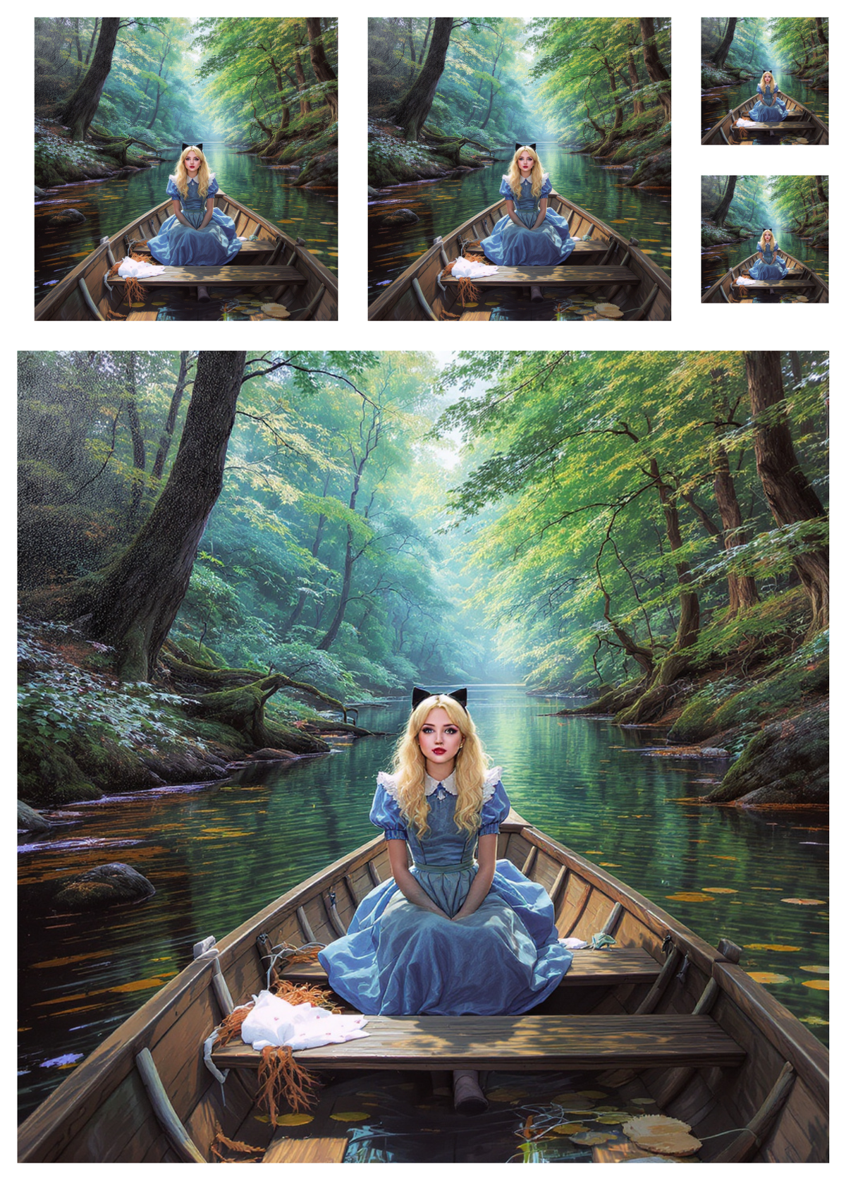 Sticker Sheet / Greeting Card – Alice in the Boat Collage Cat. No. 9449