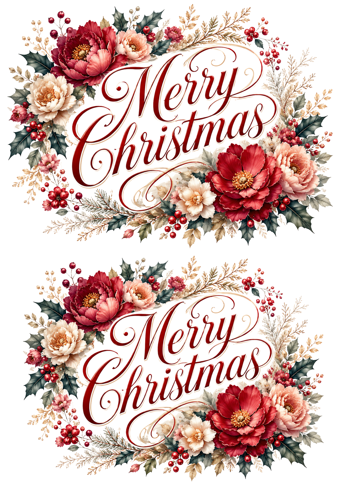 Sticker Sheet / Greeting Card – Merry Christmas Decorative Sentence Collage Cat. No. 9474