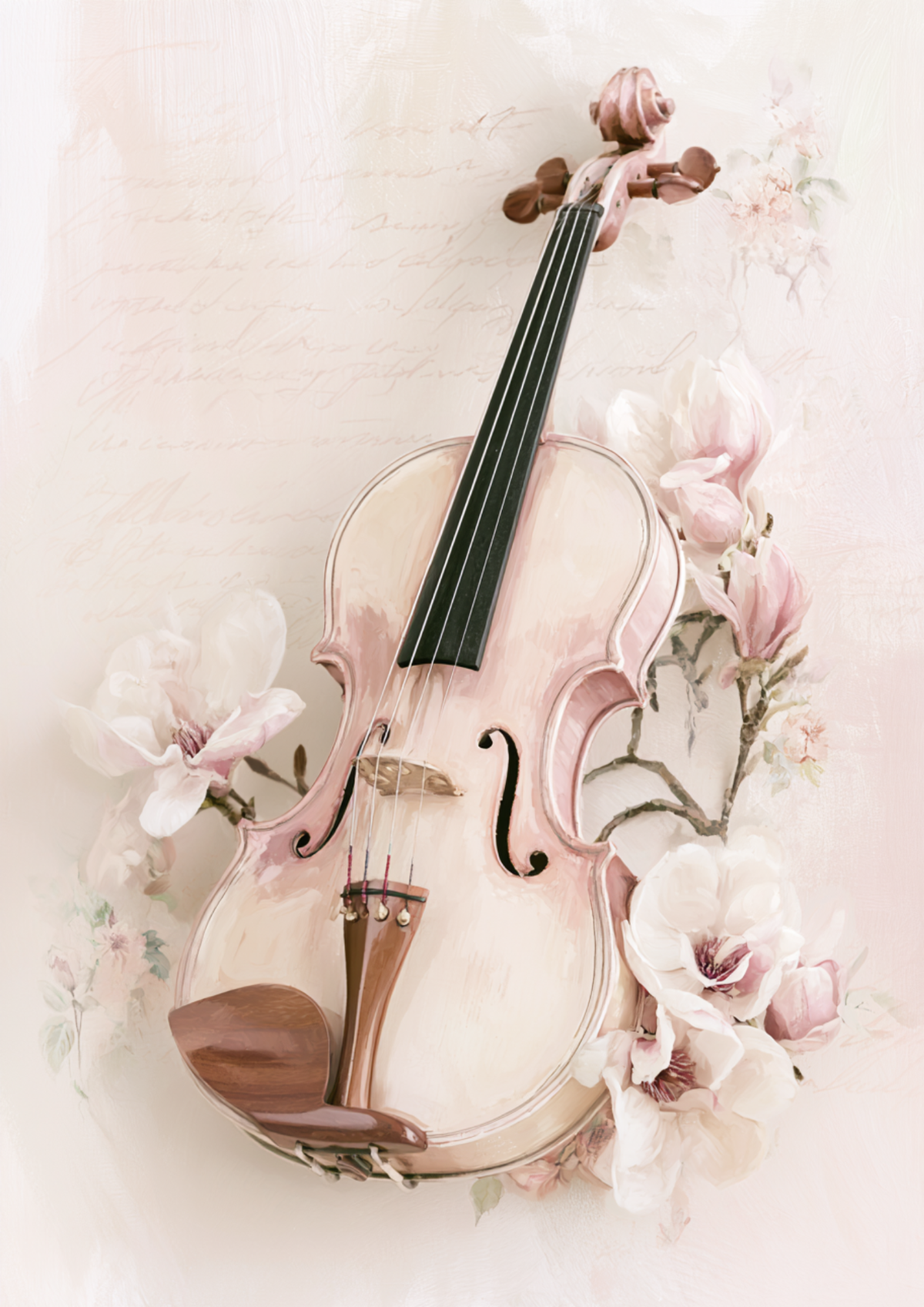 Sticker Sheet / Greeting Card – Romantic Violin - Instrument Motif Full Cat. No. 9634