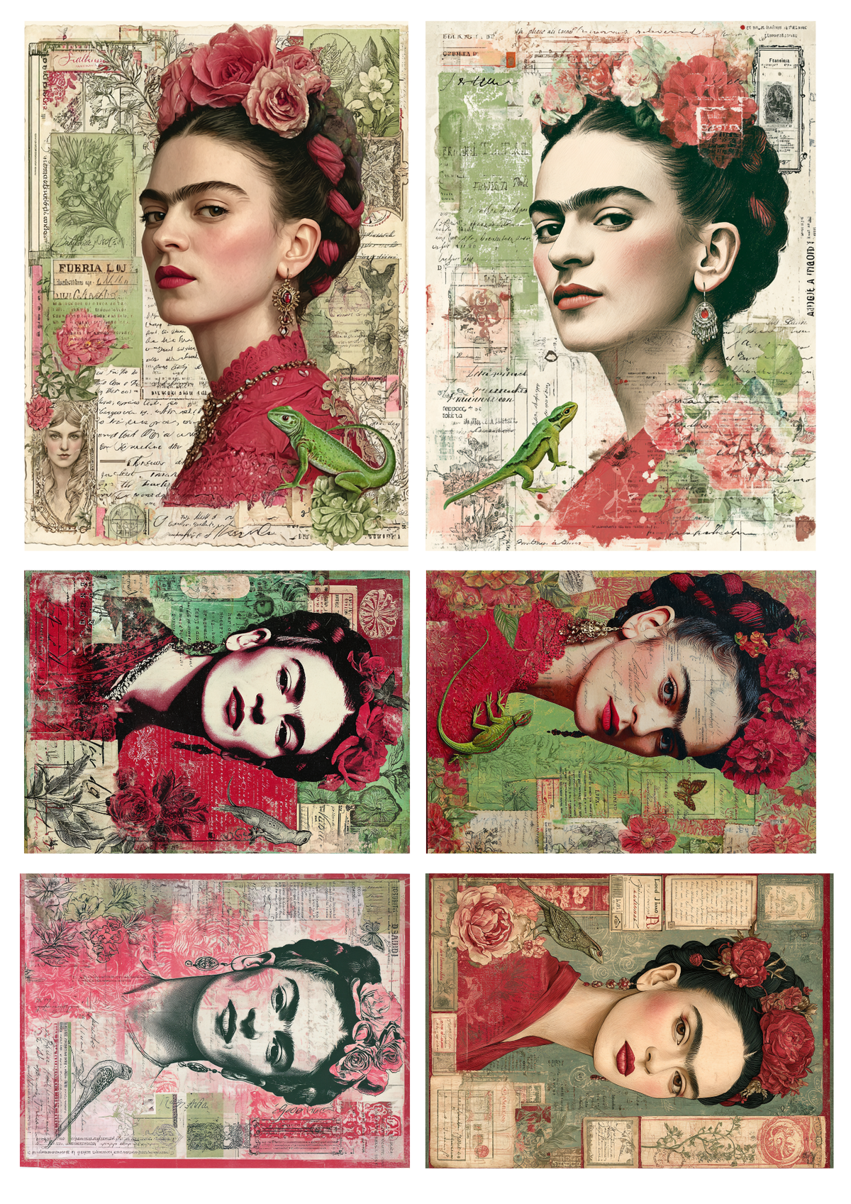 Sticker Sheet / Greeting Card – Frida Portrait Collage Cat. No. 9819