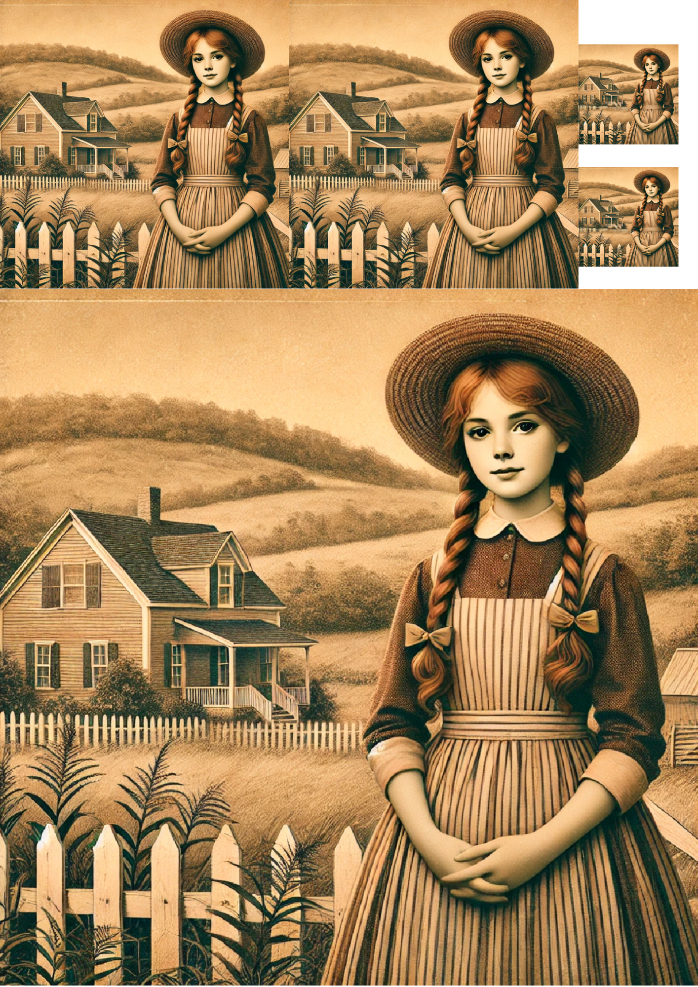 Sticker Sheet / Greeting Card – Anne of Green Gables Vintage Collage Cat. No. 1257