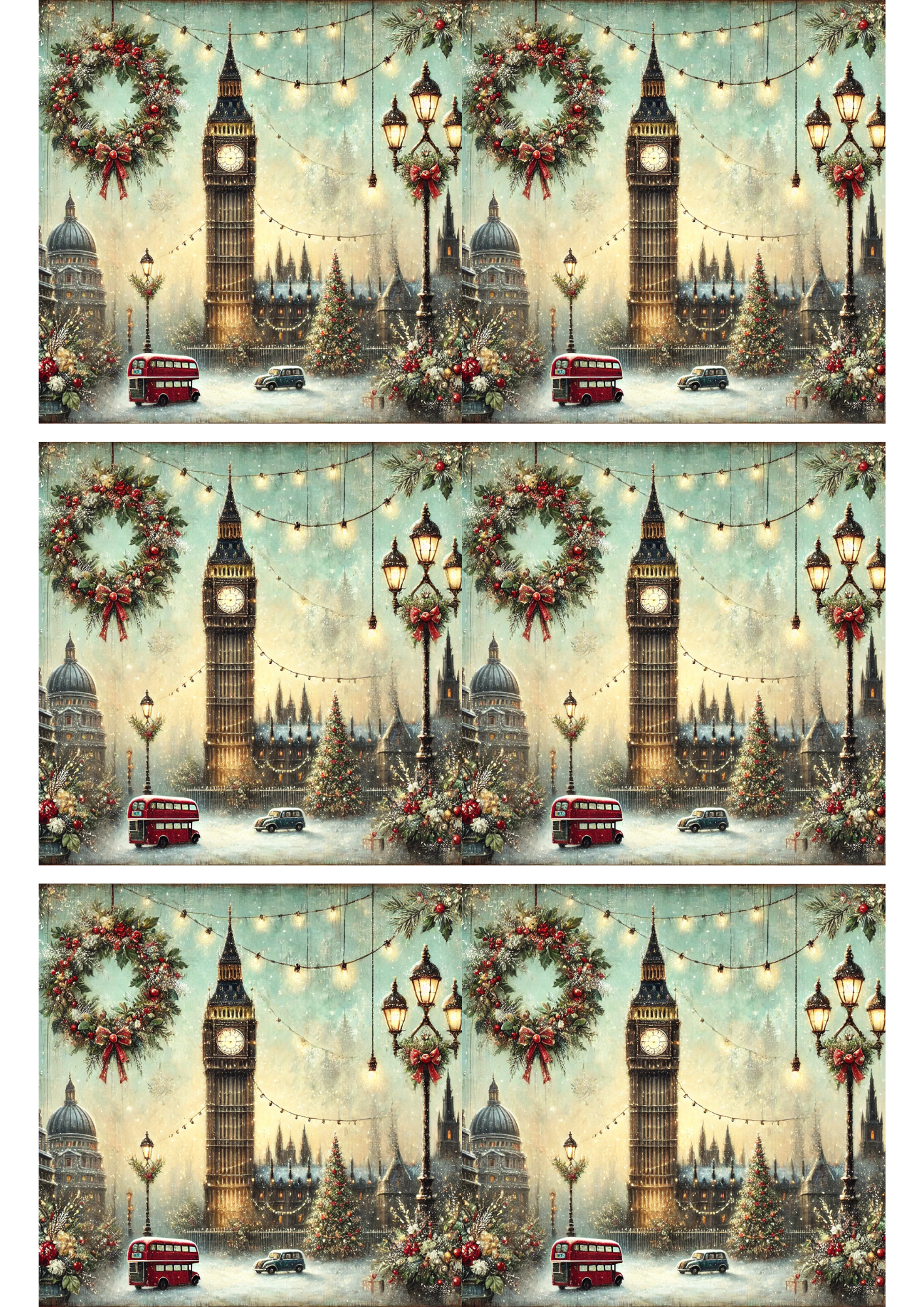 Sticker Sheet / Greeting Card – Big Ben Christmas Time Collage Cat. No. 2801