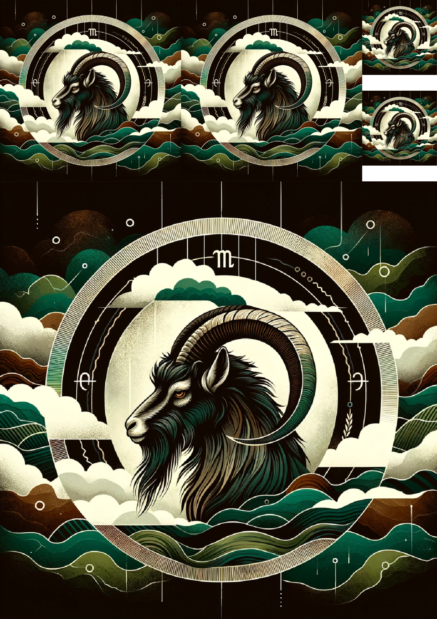 Sticker Sheet / Greeting Card – Capricorn Collage Cat No. 981