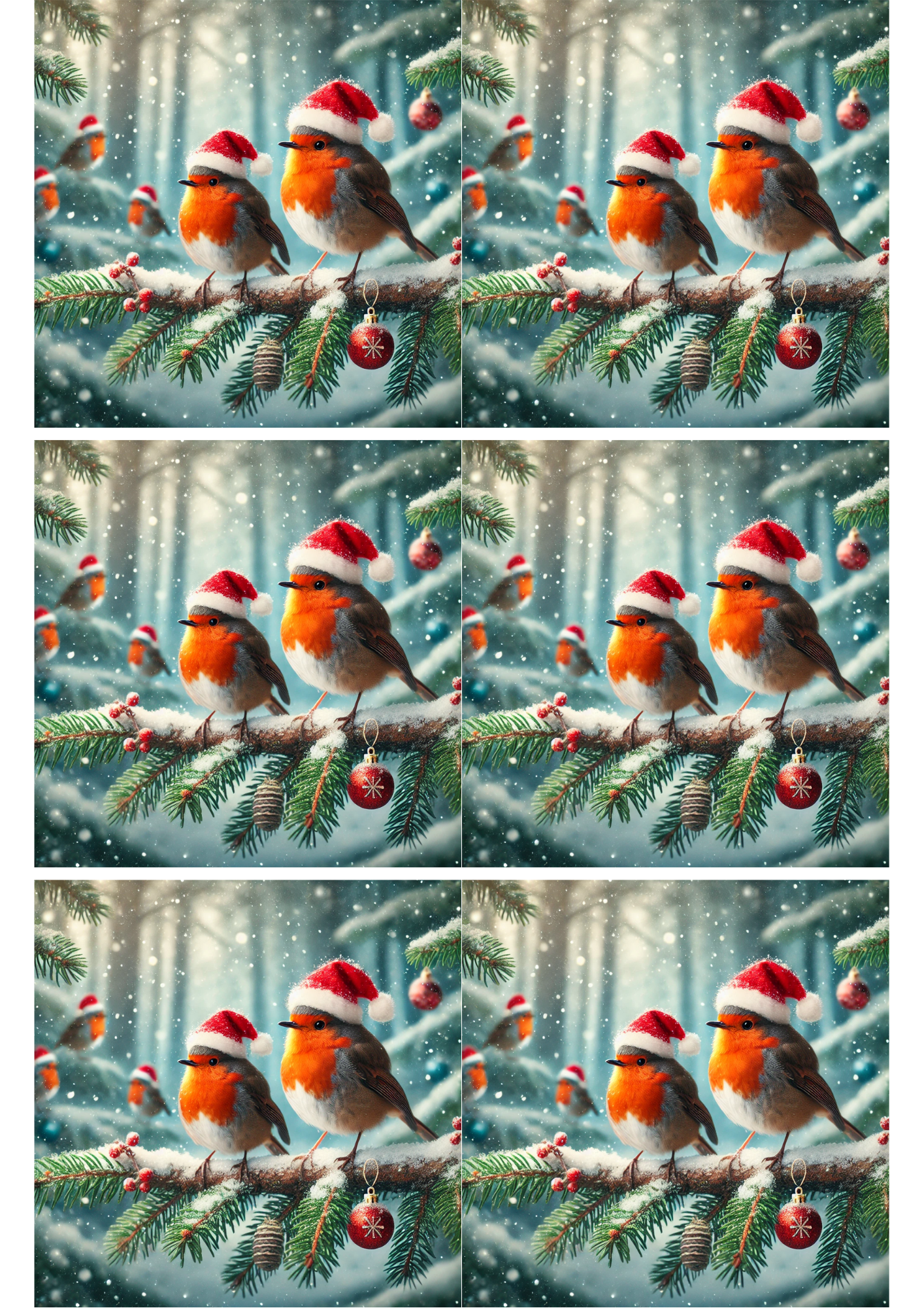 Sticker Sheet / Greeting Card – Christmas Red Robin Collage Cat. No. 1791