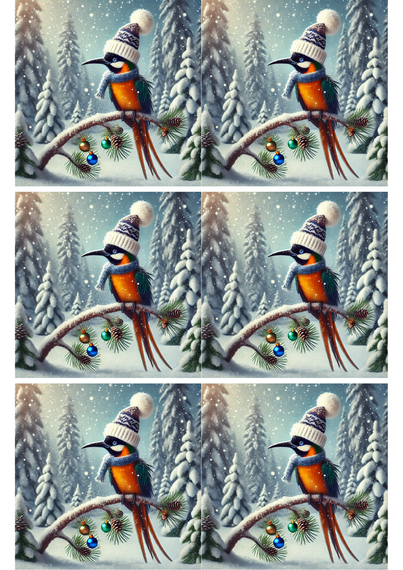 Sticker Sheet / Greeting Card – Christmas Bird of Paradise Collage Cat. No. 1795