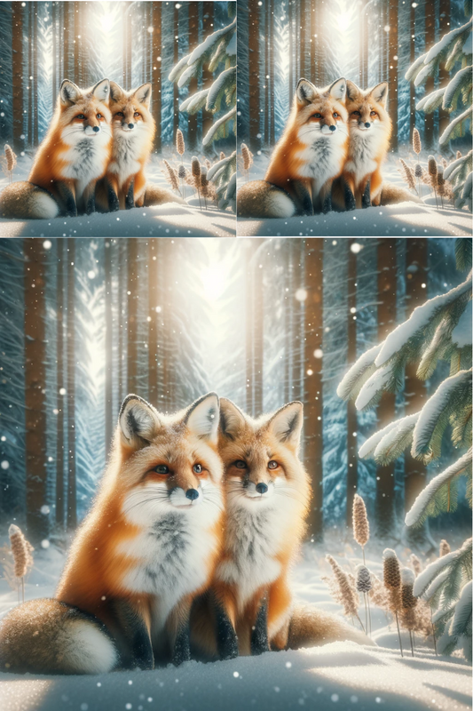 Sticker Sheet Foxes in Winter Collage Cat. No. 533