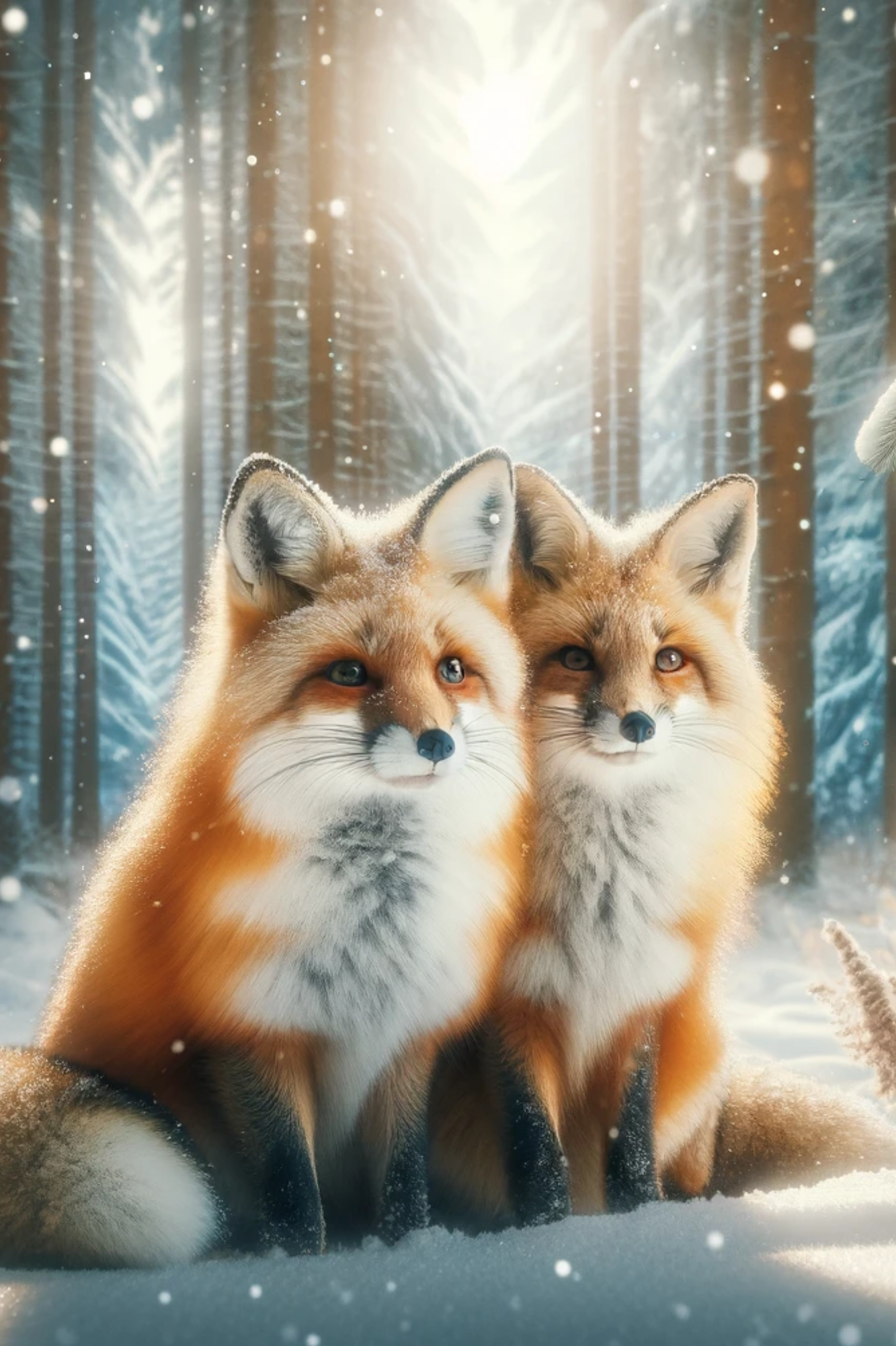 Sticker Sheet / Greeting Card – Foxes in Winter Full Cat. No. 534