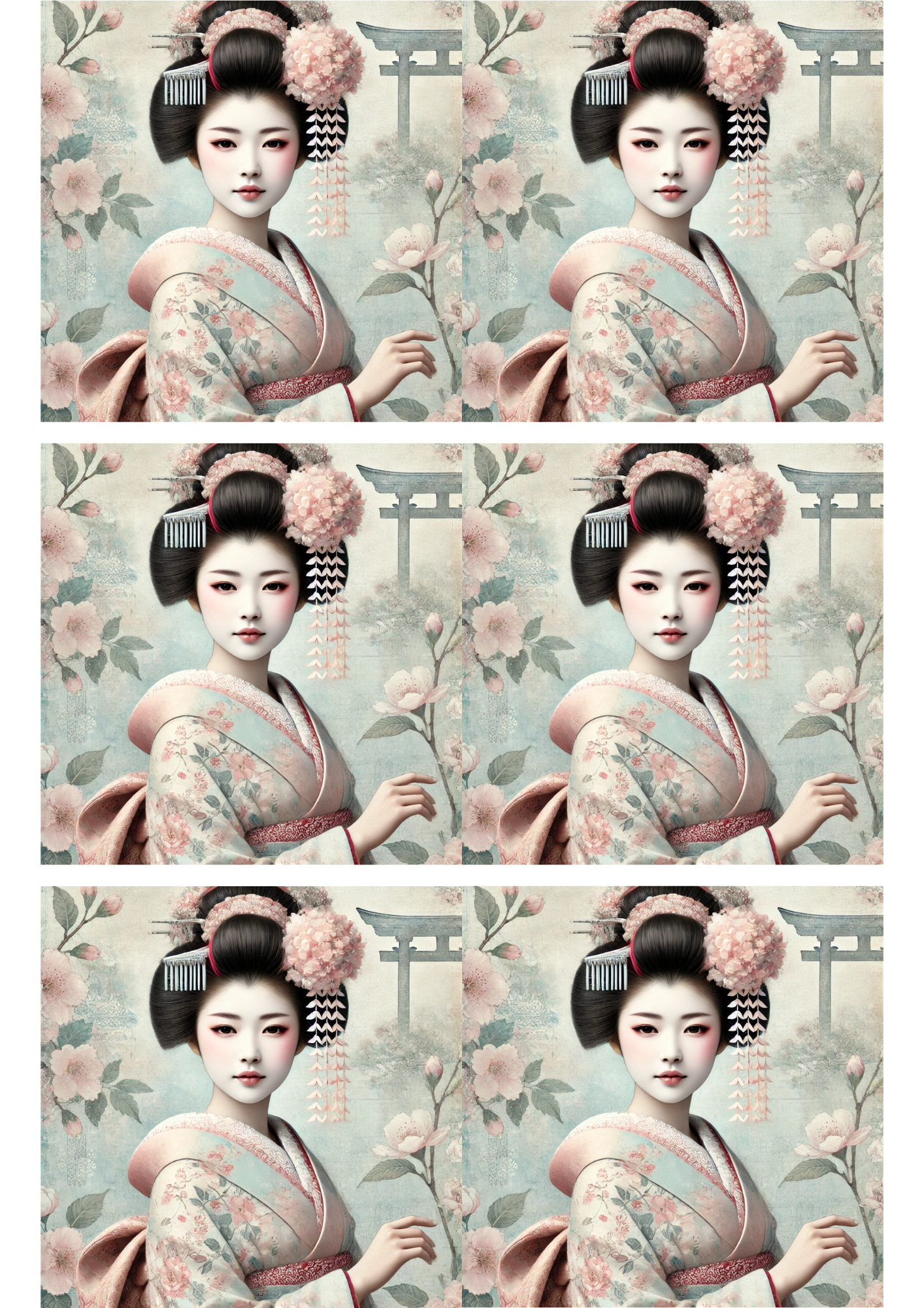 Sticker Sheet / Greeting Card – Geisha Schabby Chic Collage Cat. No. 2991