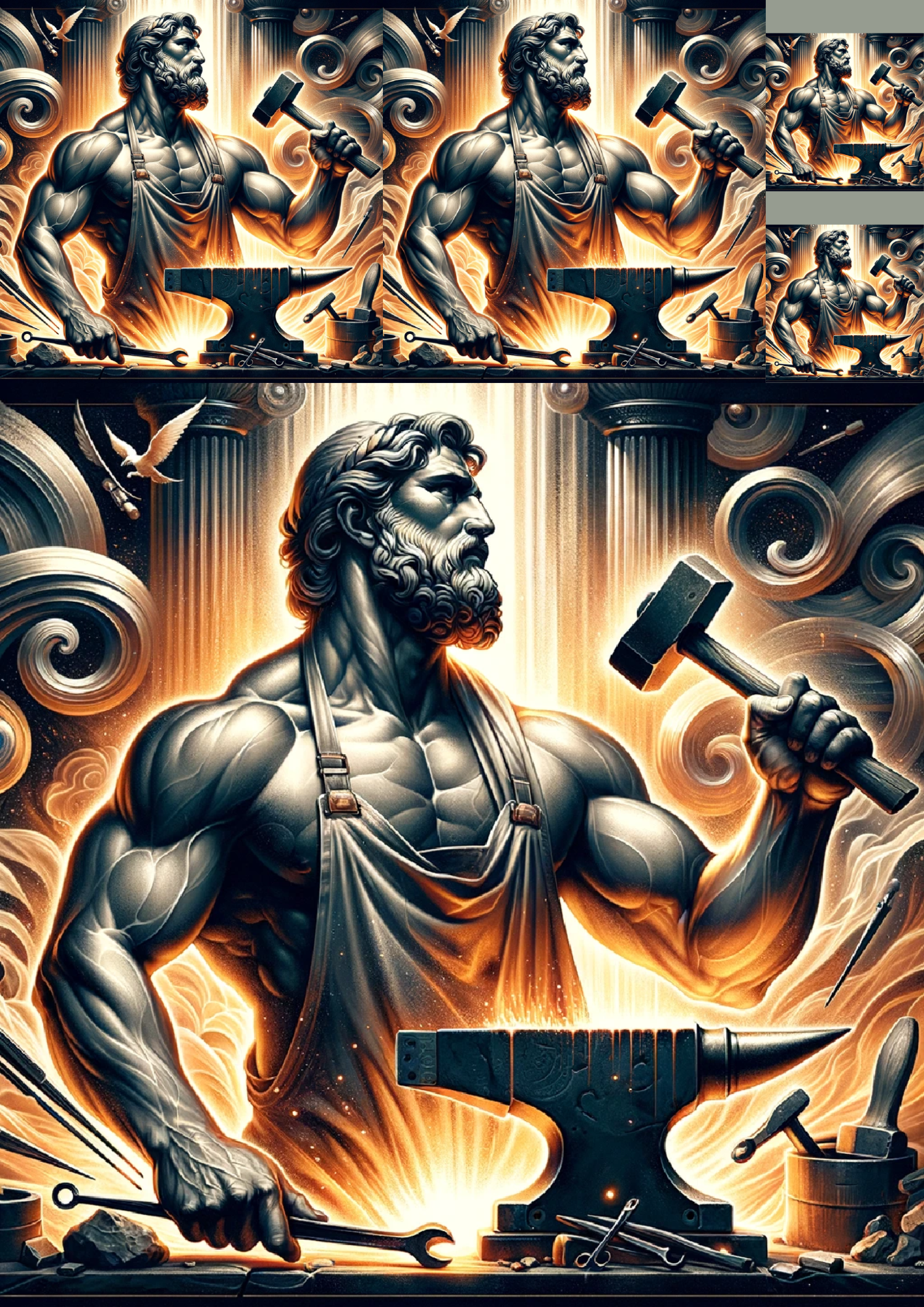 Sticker Sheet / Greeting Card – Hephaestus Collage Cat No. 911