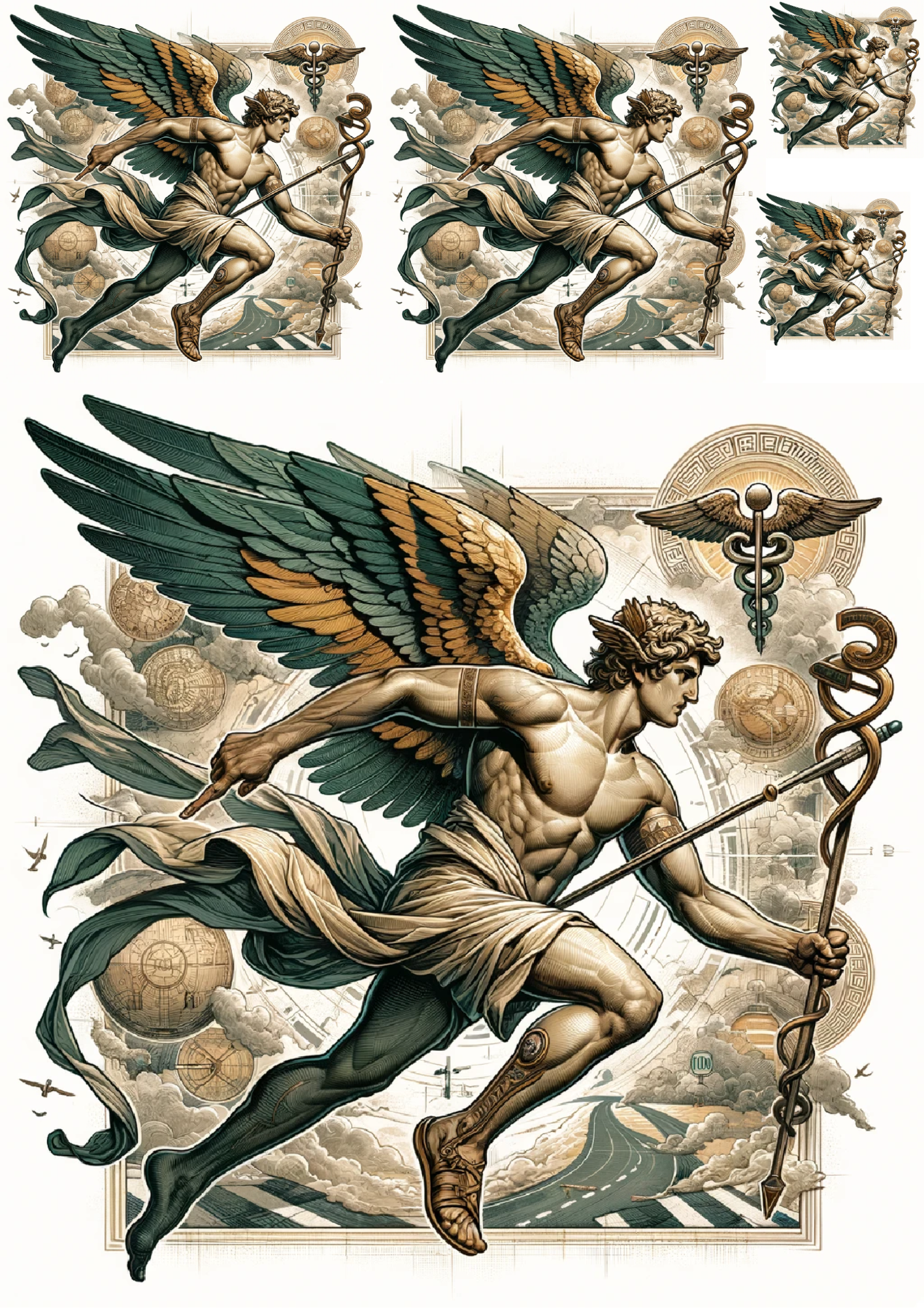 Sticker Sheet / Greeting Card – Hermes Collage Cat No. 919