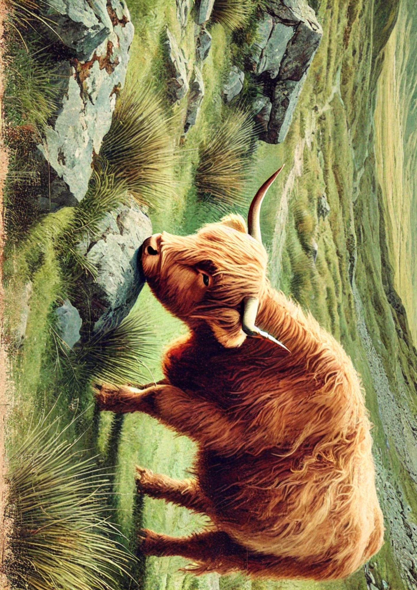 Sticker Sheet / Greeting Card – Highland Cow In Wales Full Cat. No. 3008