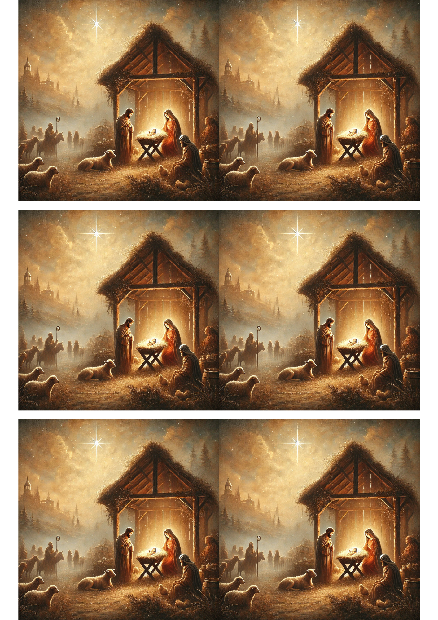 Sticker Sheet / Greeting Card – Jesus in the Bethlehem Manger Collage Cat. No. 3021