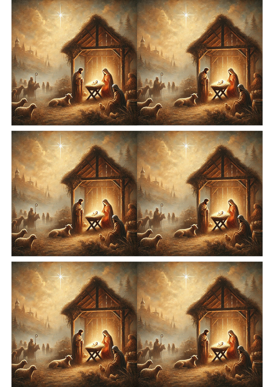 Sticker Sheet – Jesus in the Bethlehem Manger Collage Cat. No. 3021