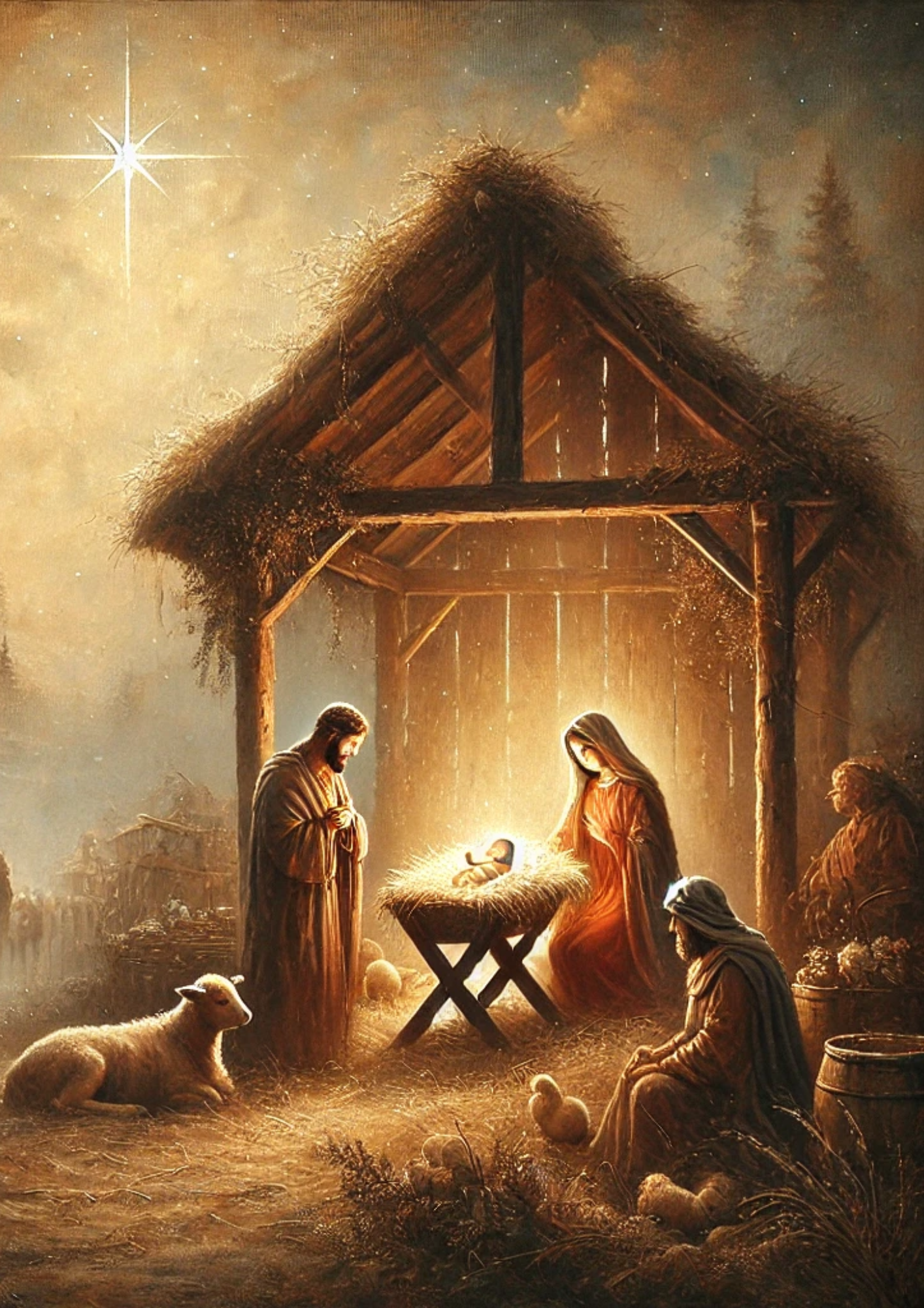 Sticker Sheet / Greeting Card – Jesus in the Bethlehem Manger Full Cat. No. 3022