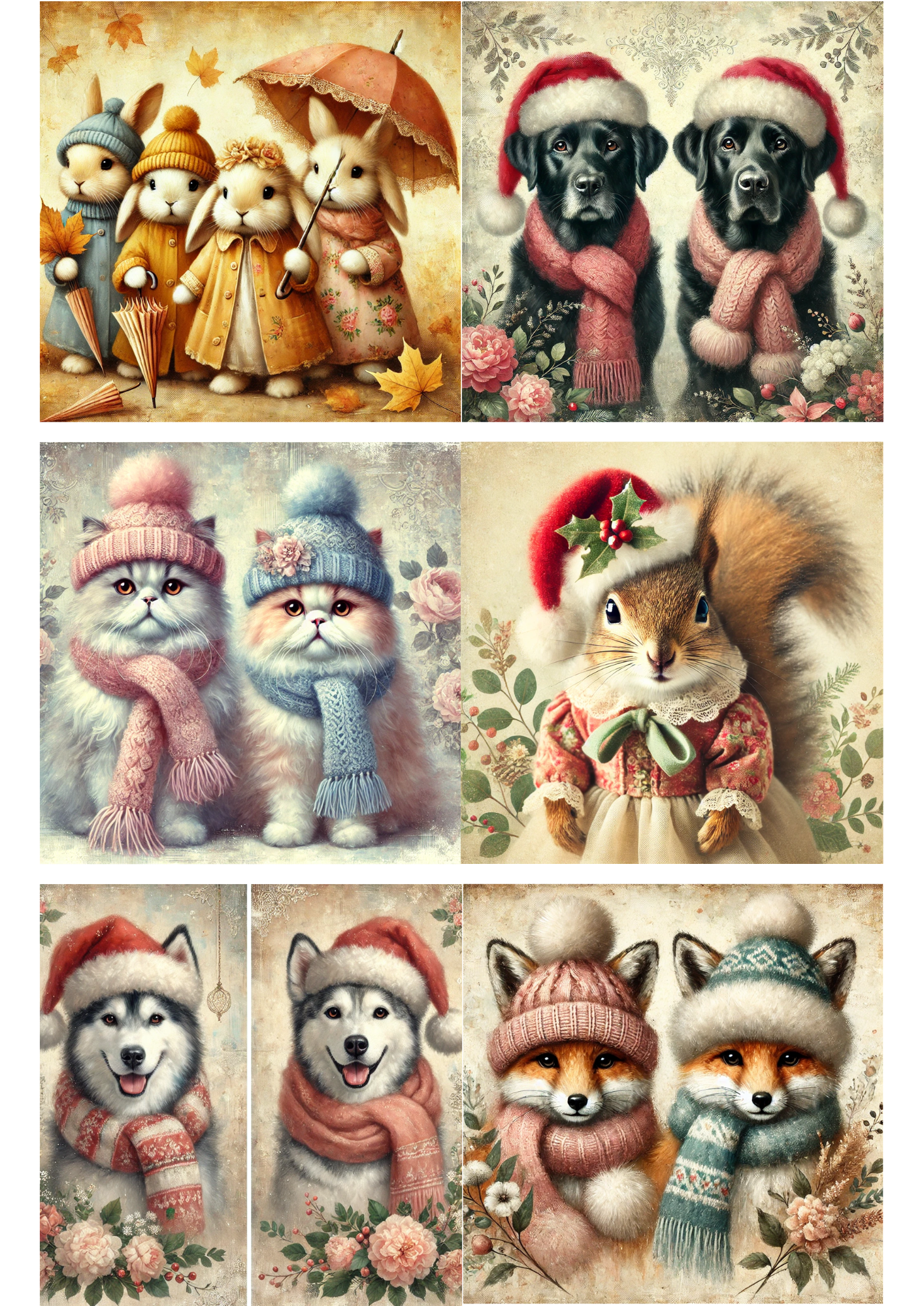 Sticker Sheet / Greeting Card – Mix Animals Collage Cat. No. 2876