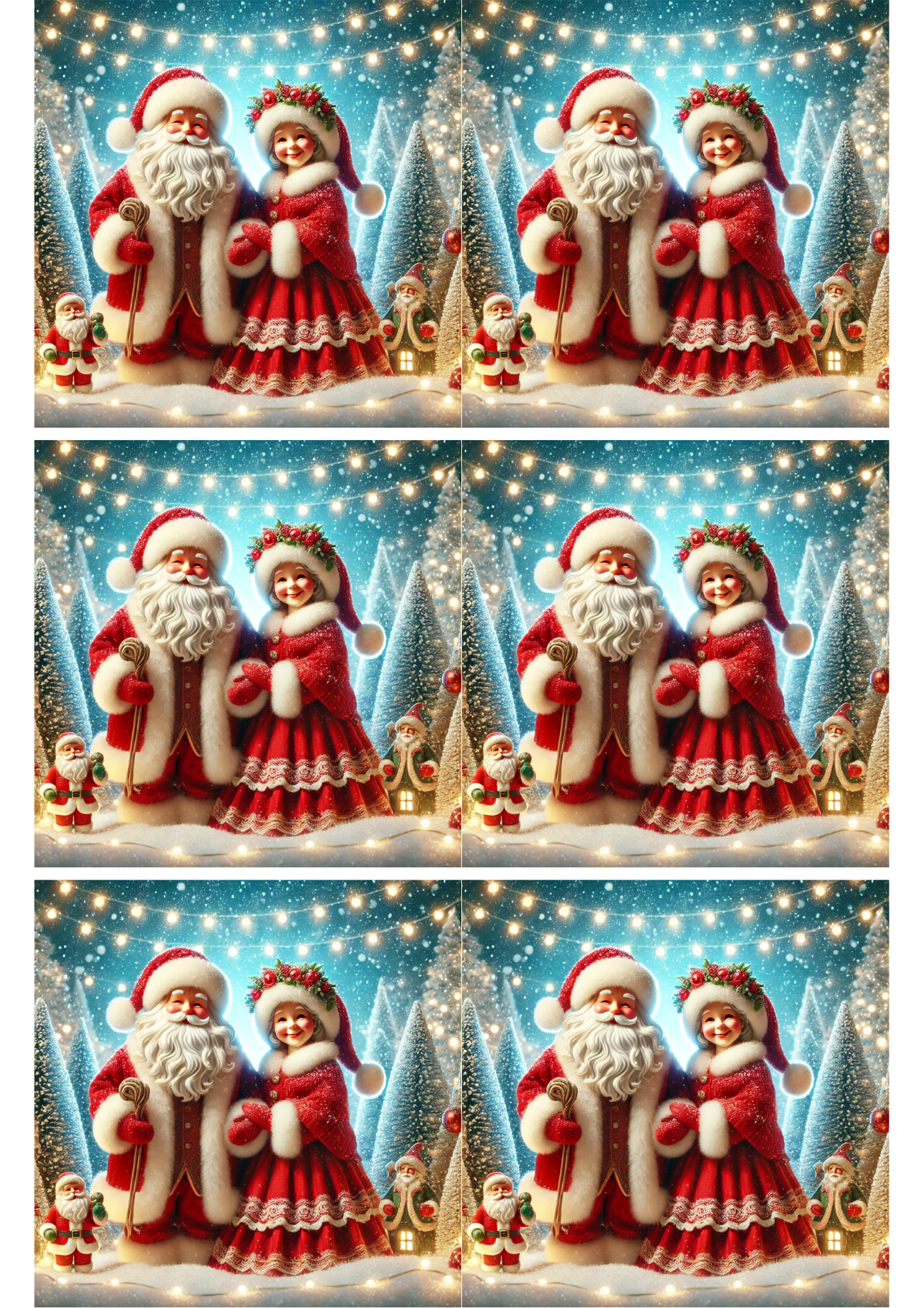 Sticker Sheet / Greeting Card – Mr. and Mrs. Claus Collage, Cat. No. 2158