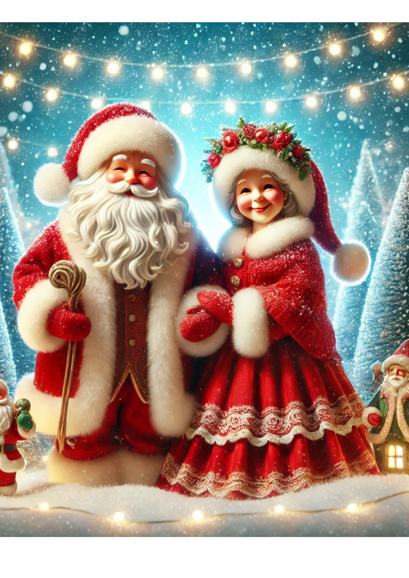 Sticker Sheet / Greeting Card – Mr. and Mrs. Claus Full, Cat. No. 2159