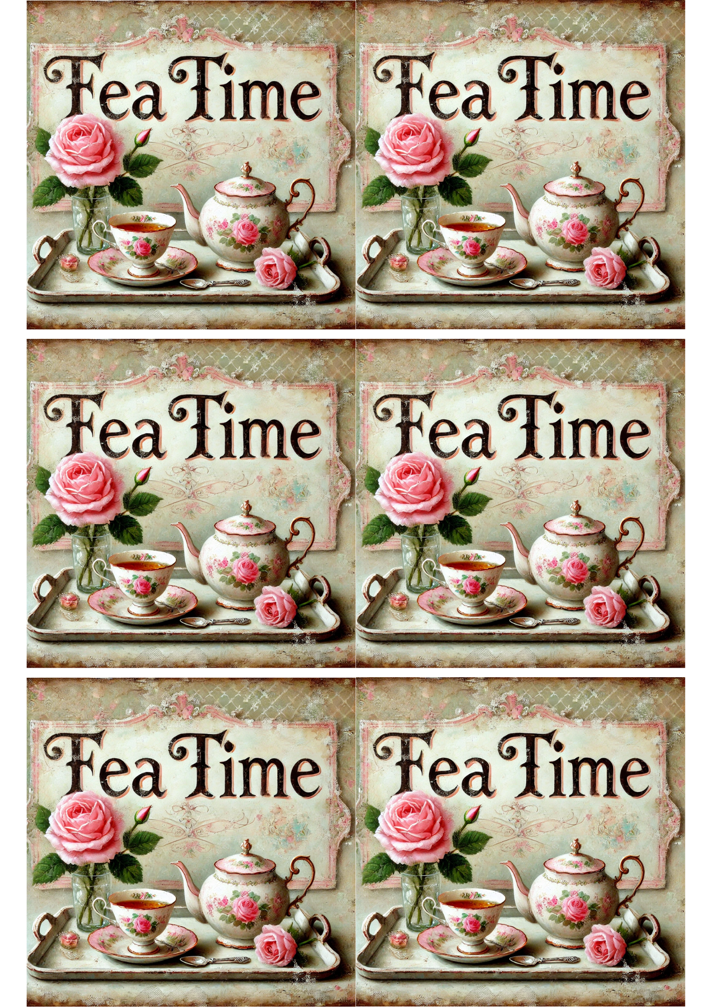Sticker Sheet / Greeting Card – Tea Time Collage Cat. No. 2533