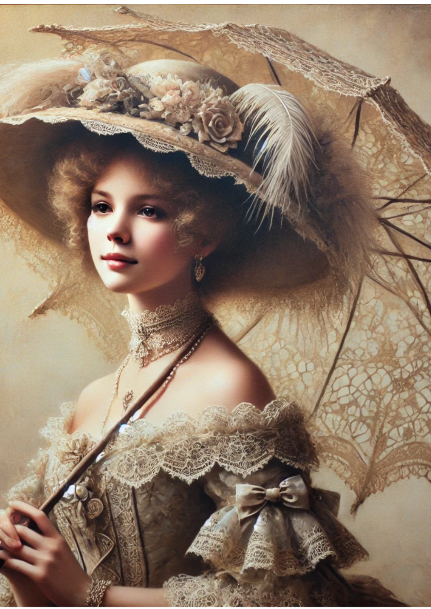 Sticker Sheet / Greeting Card – Victorian Woman With Umbrella Full Cat. No. 3191