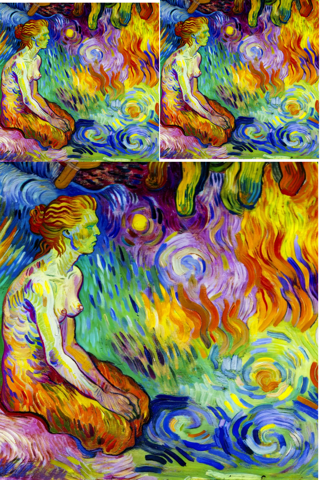 Sticker Sheet / Greeting Card – Female Act In Van Gogh Style Cat. No. 333