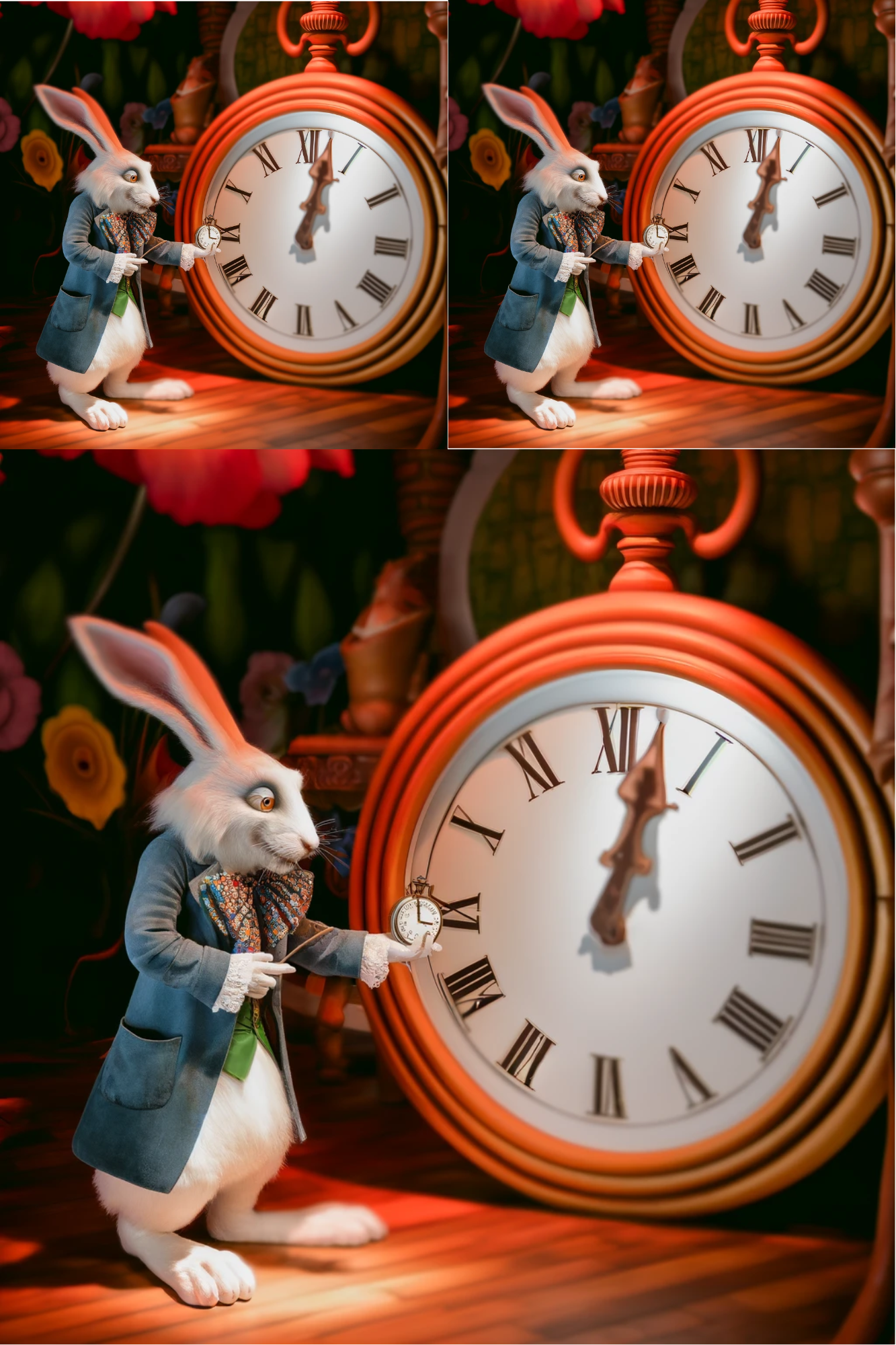 Sticker Sheet / Greeting Card – Alice In Wonderland Rabbit Clock Cat. No. 86