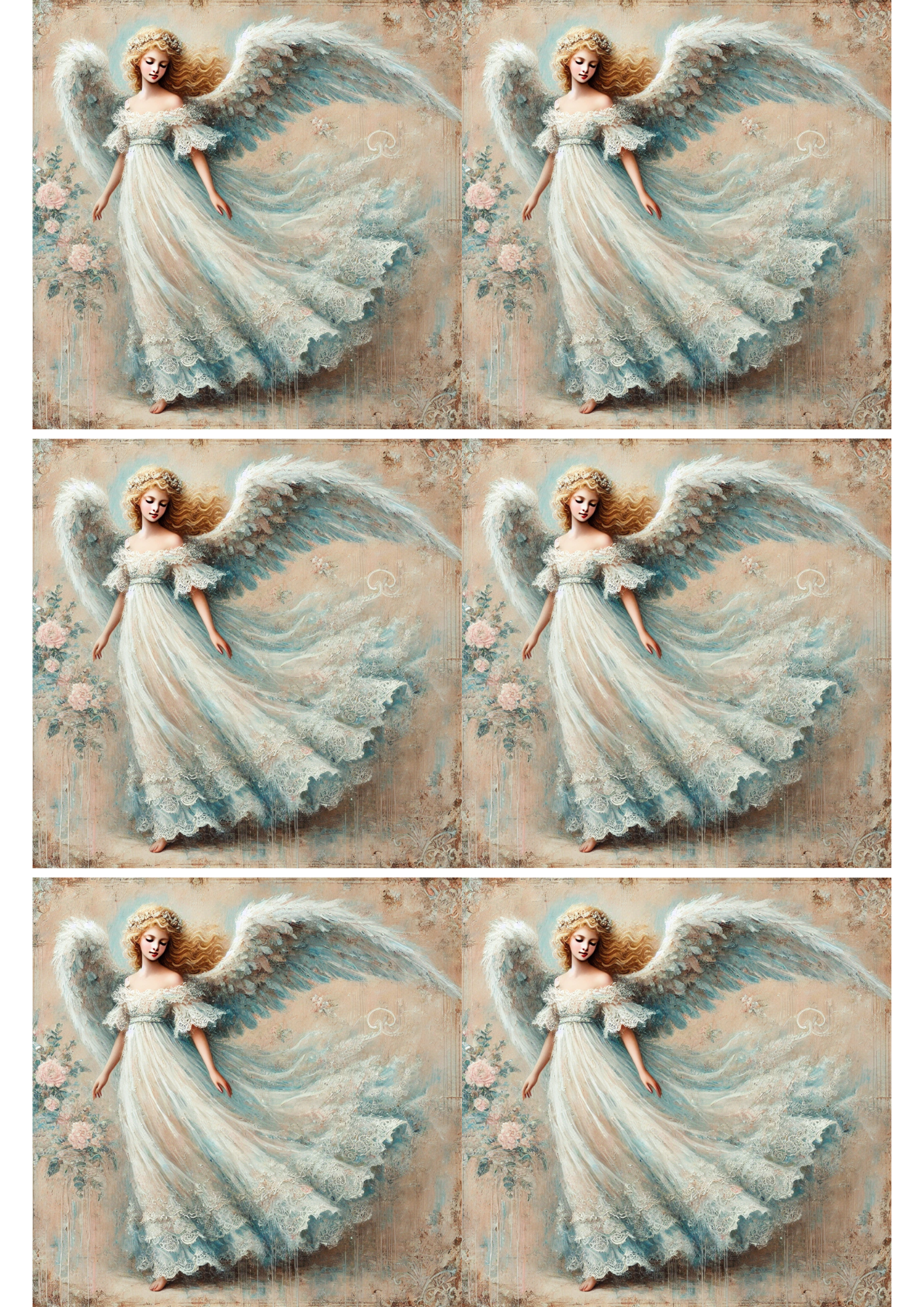 Sticker Sheet / Greeting Card – Angel Shabby Chic Collage Cat. No. 1726