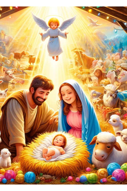 Sticker Sheet Angel Above the Stable of Bethlehem, Full, Cat. No. 344