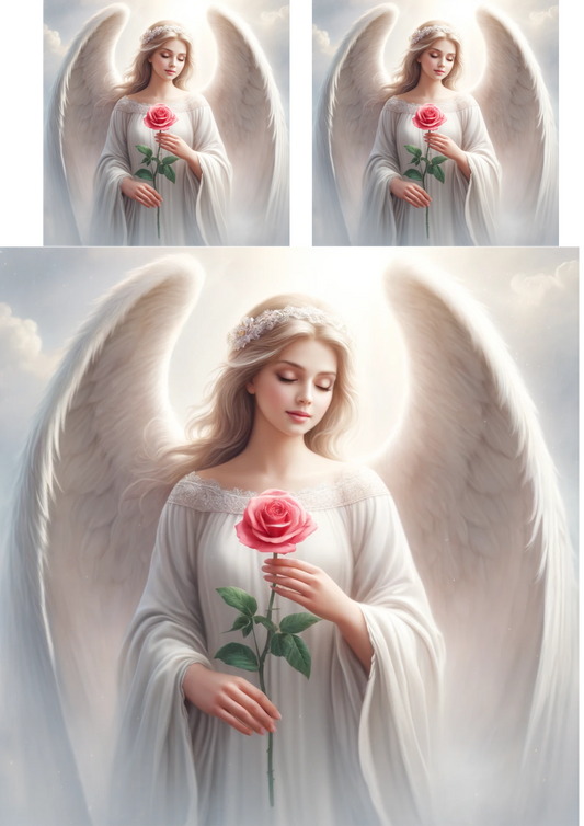 Sticker Sheet – Angel With Rose Collage Cat. No. 356