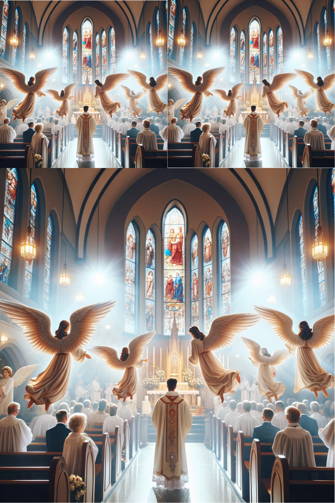 Sticker Sheet / Greeting Card – Angels During Holy Mass in Church Cat. No. 366