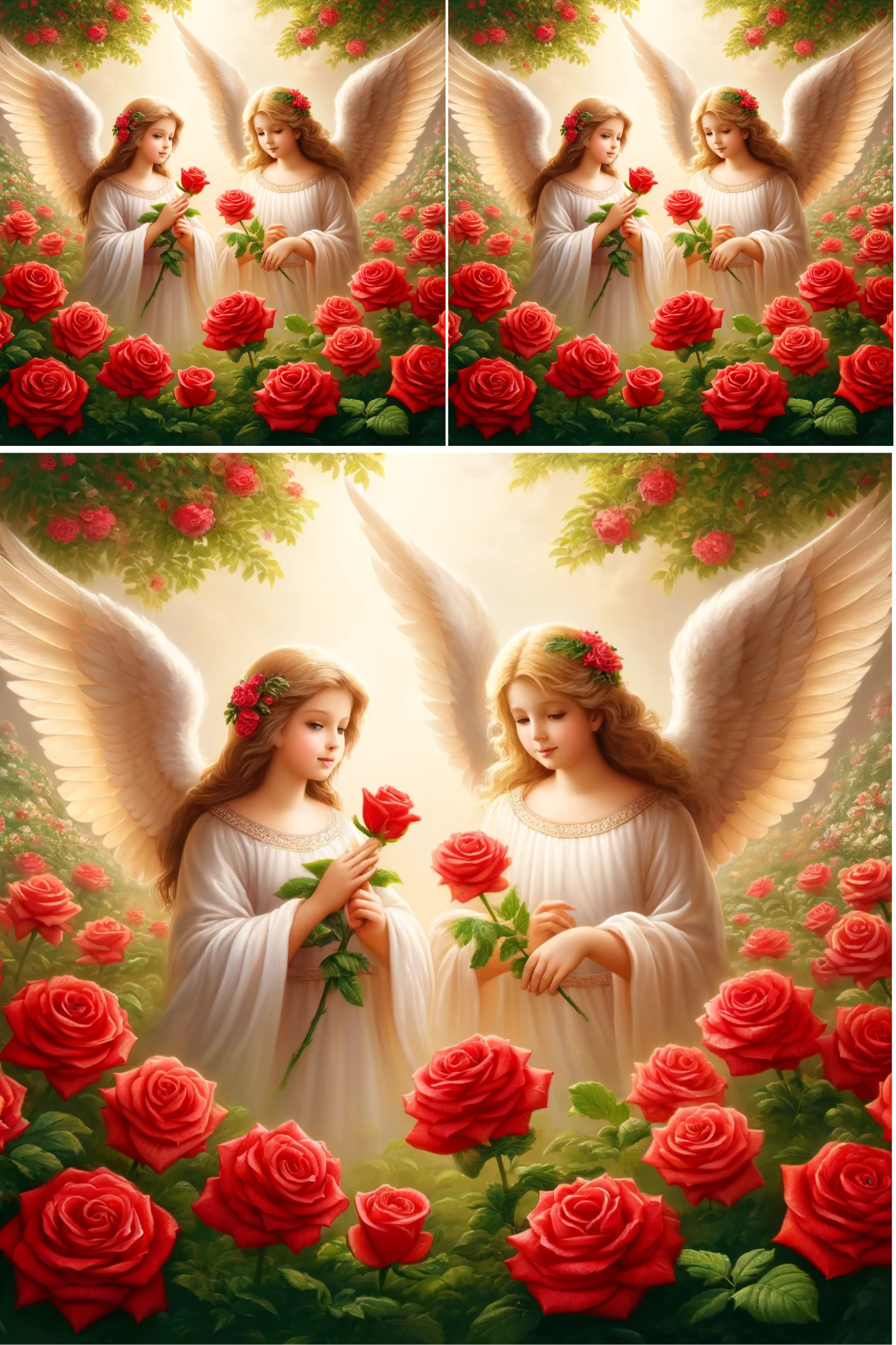 Sticker Sheet / Greeting Card – Angels in the Rose Garden Collage Cat. No. 371