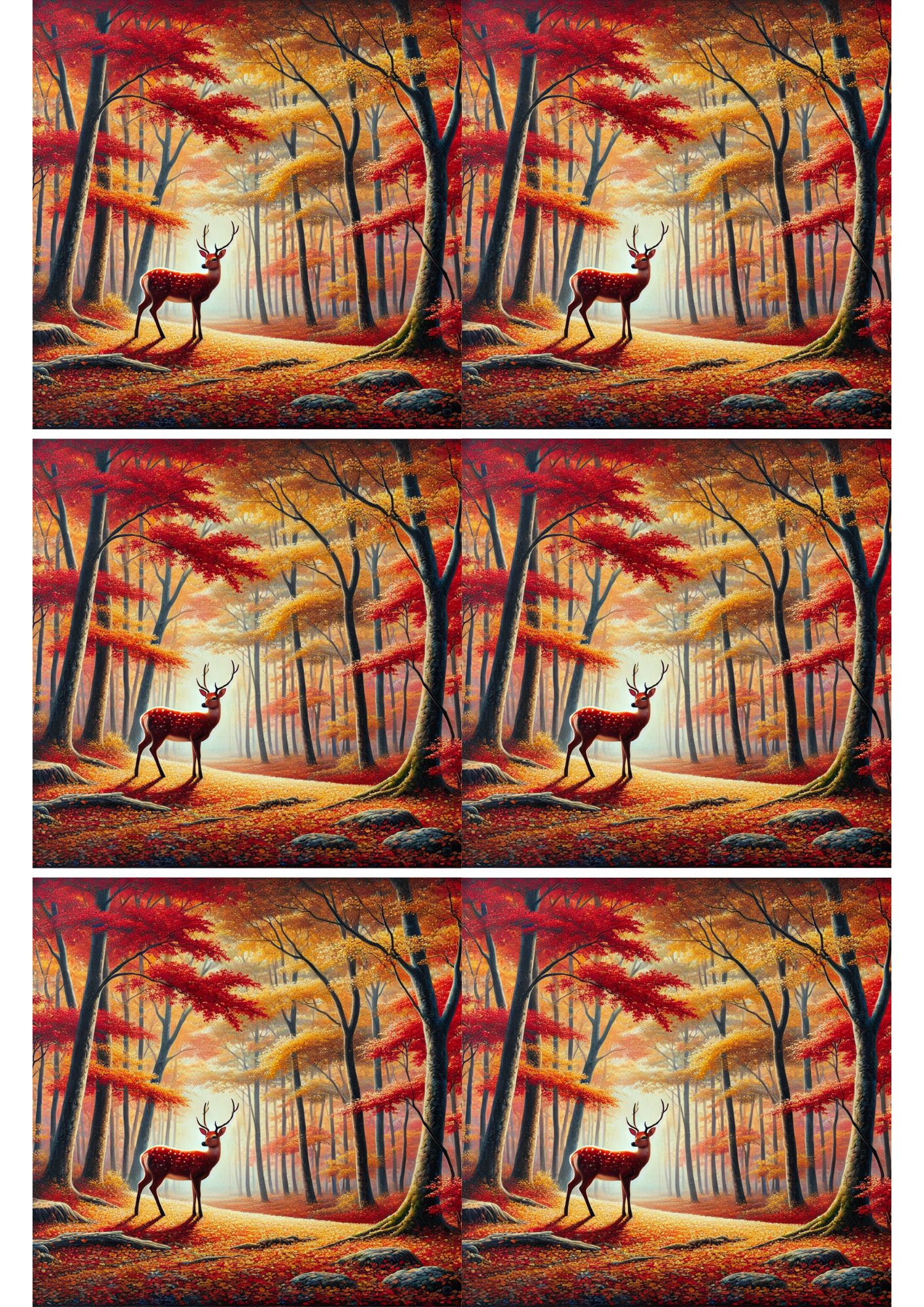 Sticker Sheet / Greeting Card – Deer in Autumn Collage Cat. No. 1734