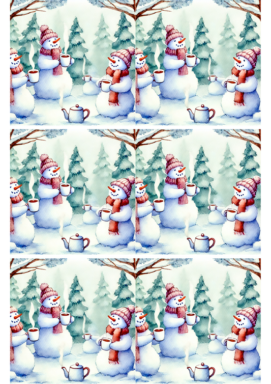 Sticker Sheet Snowmen Are Drinking Tea Collage Cat. No. 1740