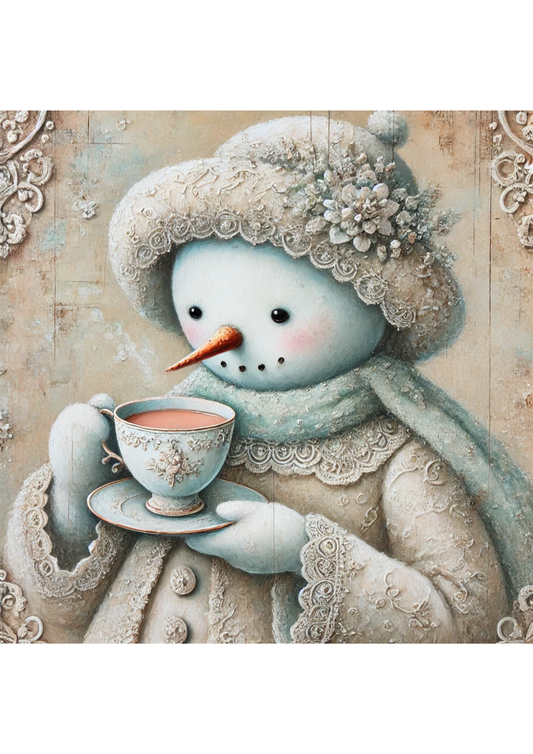Sticker Sheet Snowman Is Drinking Tea Full Cat. No. 1747