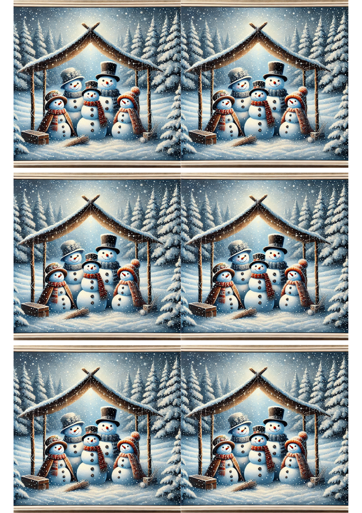Sticker Sheet / Greeting Card – Snowmen Under The Tent Collage Cat. No. 1750