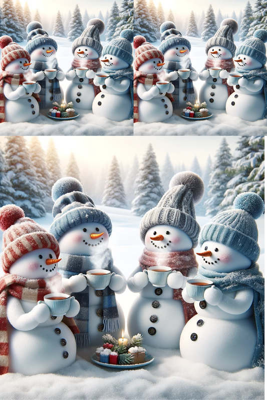 Sticker Sheet – Snowmen Drink Tea Collage Cat. No. 395