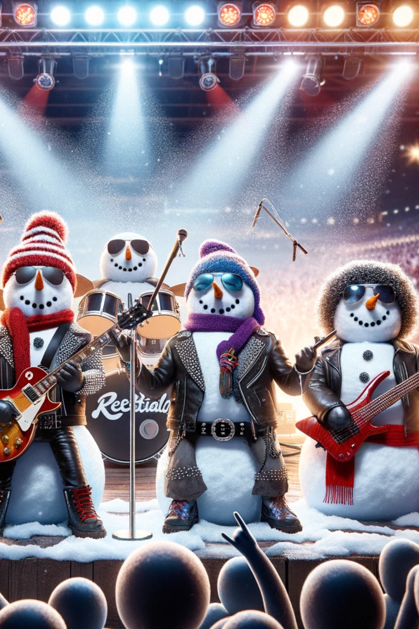 Sticker Sheet / Greeting Card – Rock And Roll Snowmen, Full, Cat. No. 398