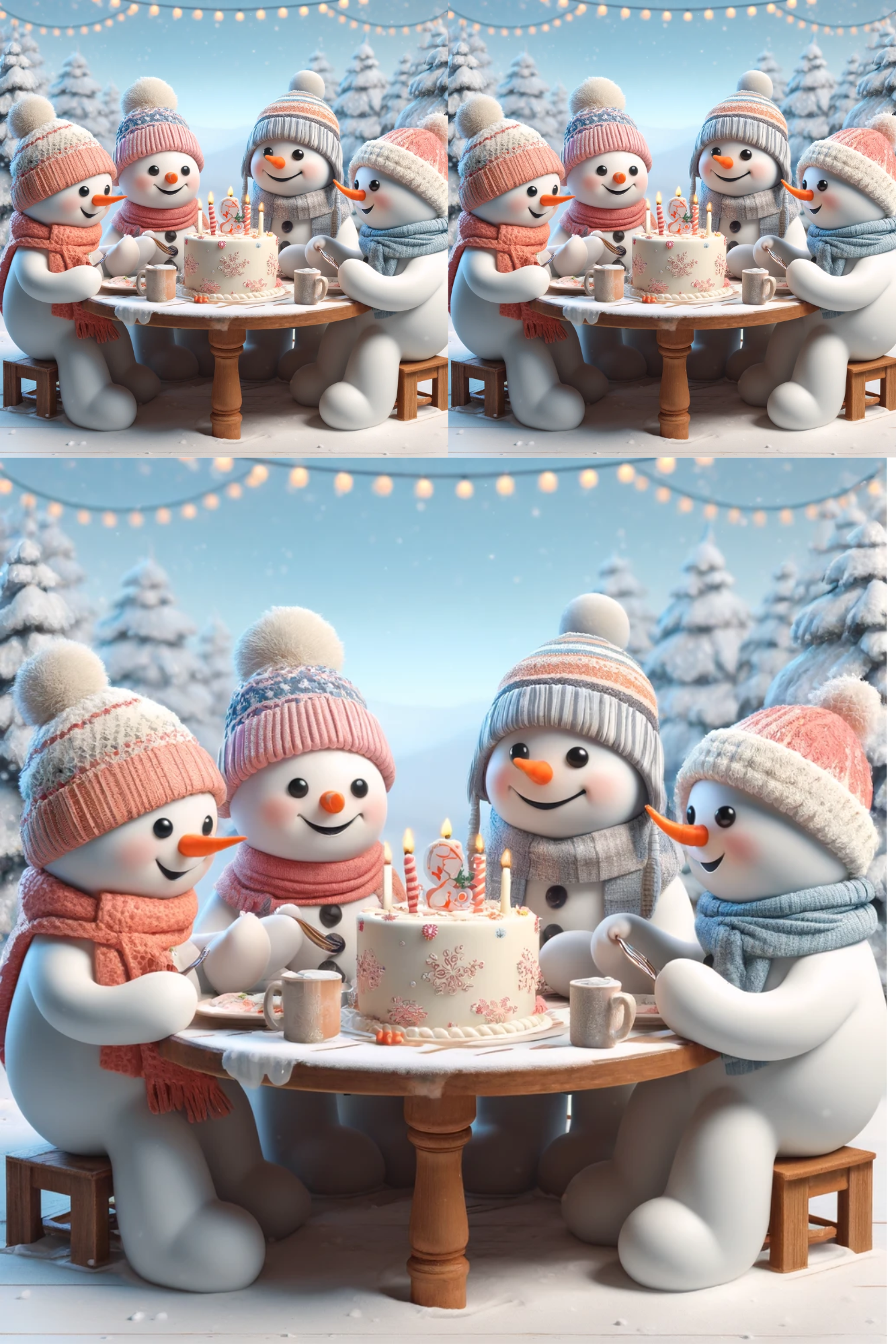 Sticker Sheet / Greeting Card – Snowmen Birthday Collage Cat. No. 401