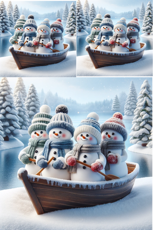 Sticker Sheet Snowmen in a Boat Collage Cat. No. 405