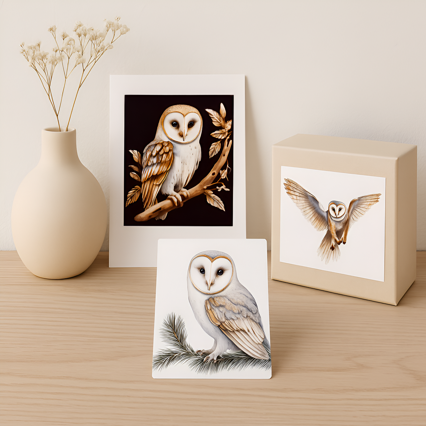 Watercolor Barn Owls Clipart Set: 48 PNG Designs with Transparent Background (Digital Download)