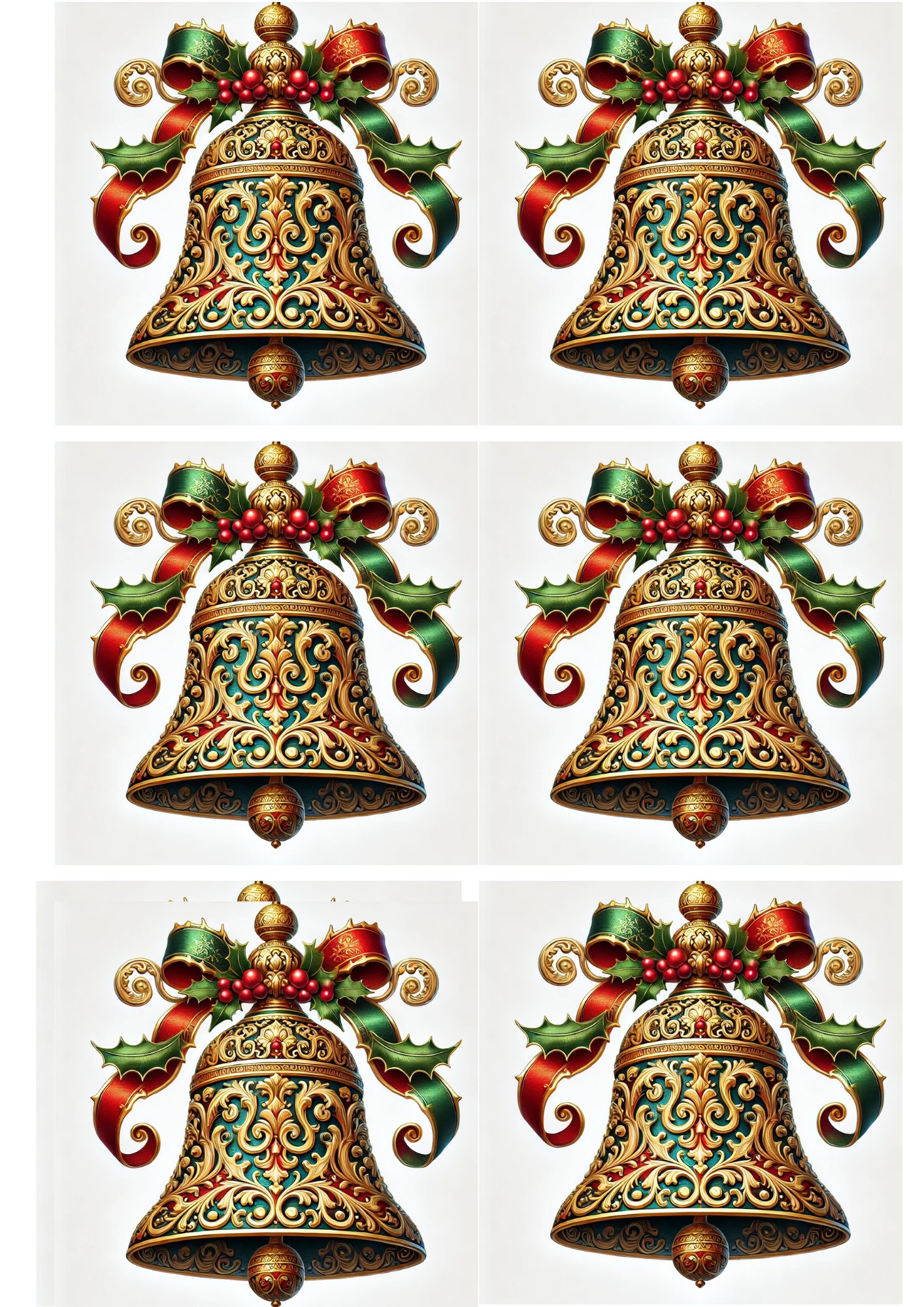 Sticker Sheet / Greeting Card – Baroque Christmas Bell Collage Cat. No. 2789