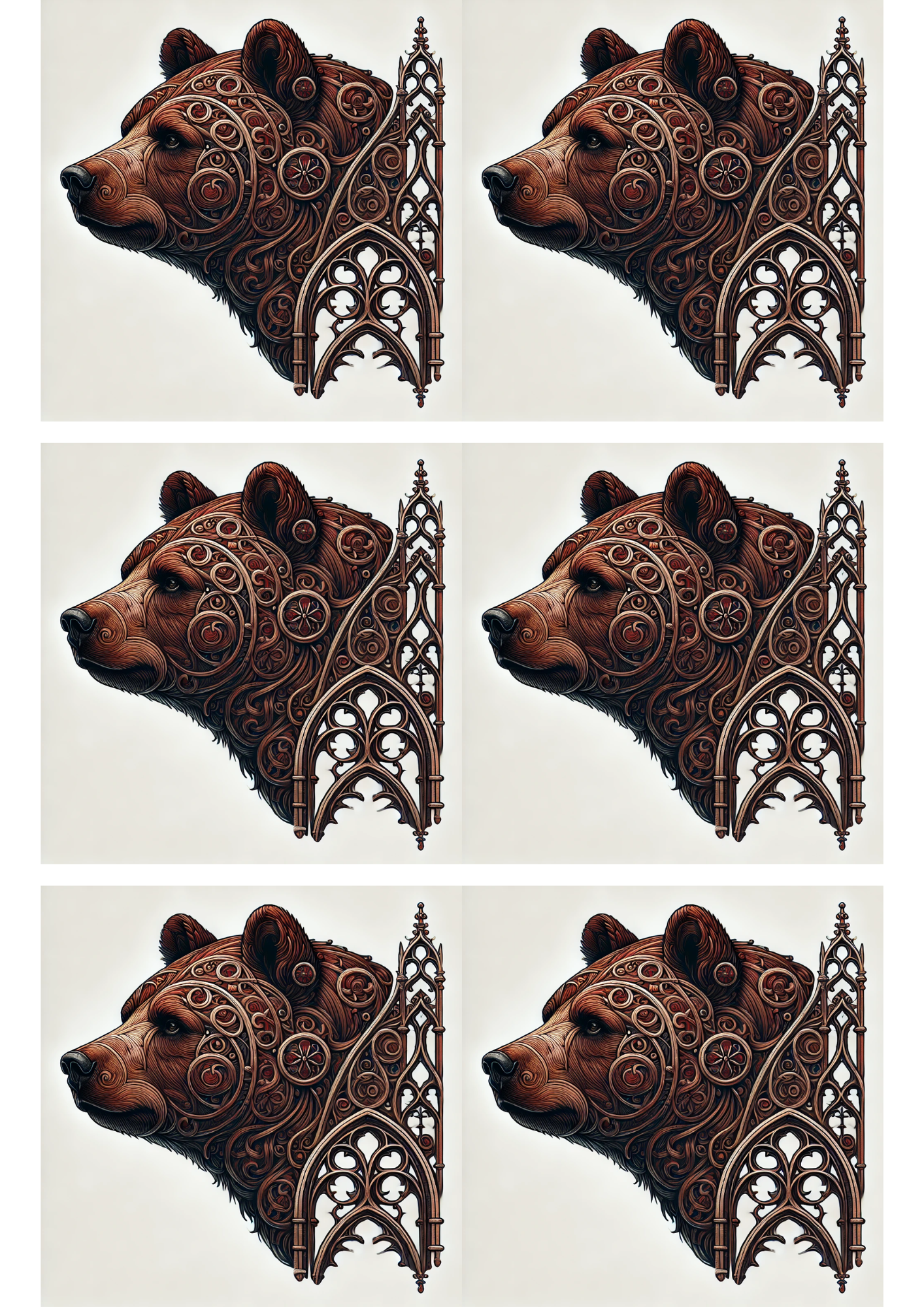 Sticker Sheet / Greeting Card – Bear Gothic Style Collage Cat. No. 1698