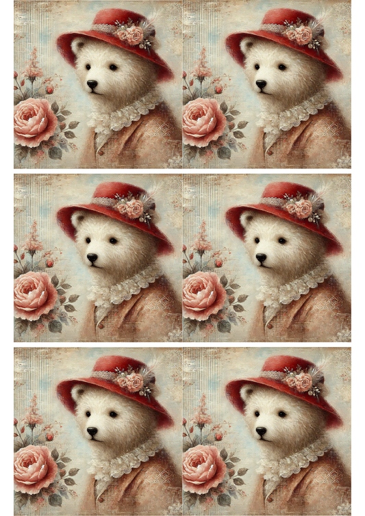 Klistremerkeark Teddybjørn Shabby Chic Collage Kat. nr. 1756