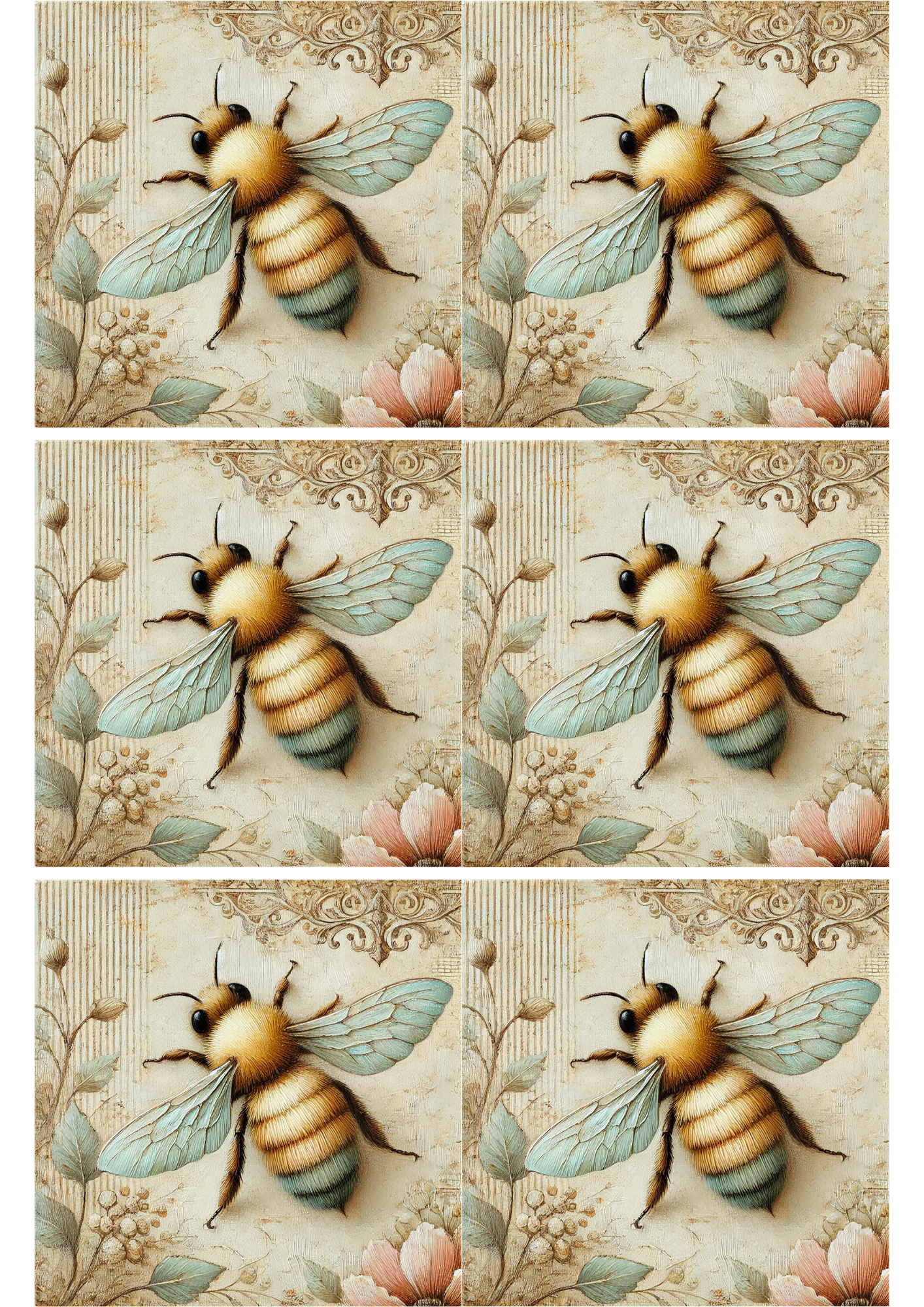Sticker Sheet / Greeting Card – Bee Shabby Chic Collage Cat. No. 1766