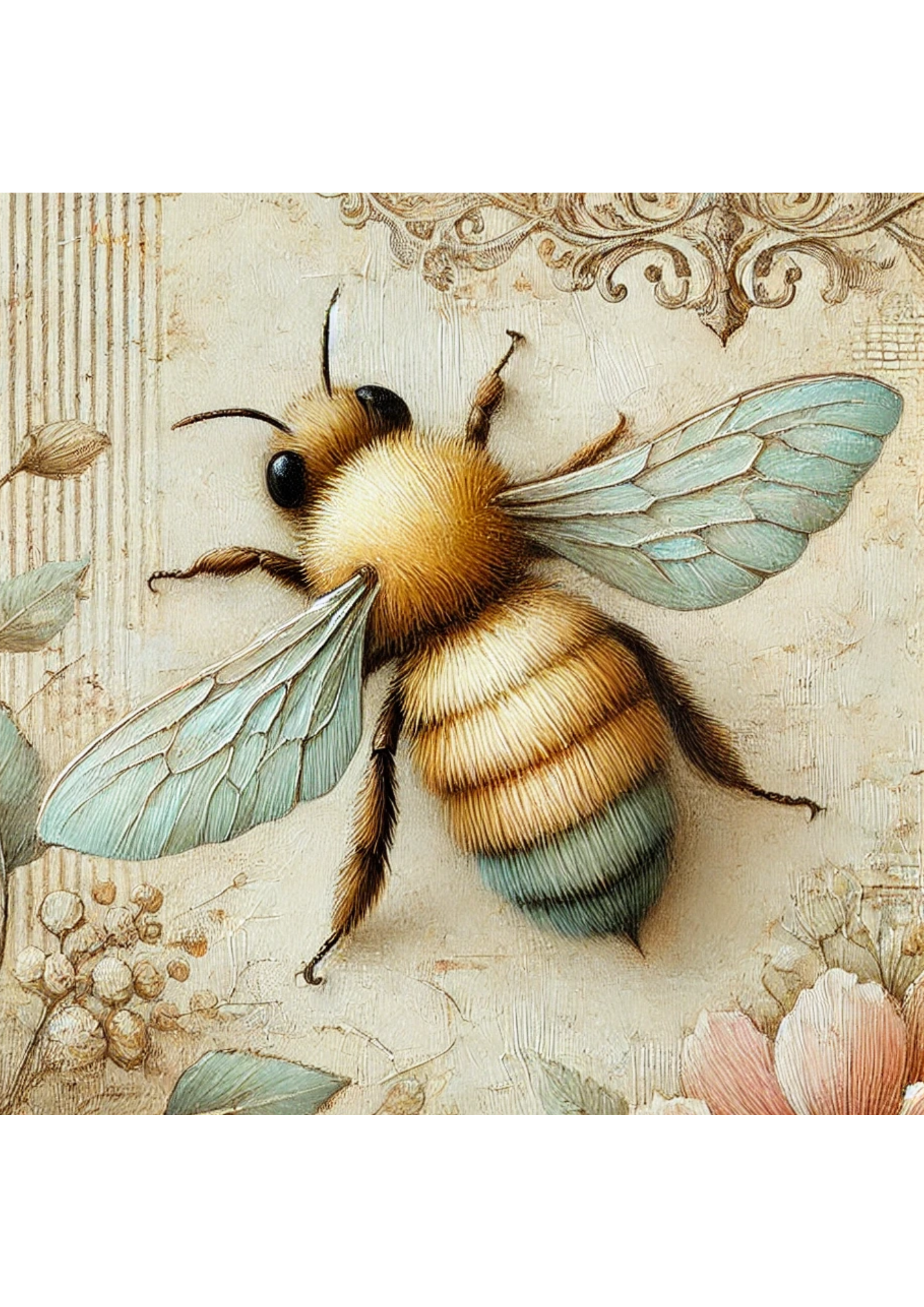 Sticker Sheet / Greeting Card – Bee Shabby Chic Full Cat. No. 1767