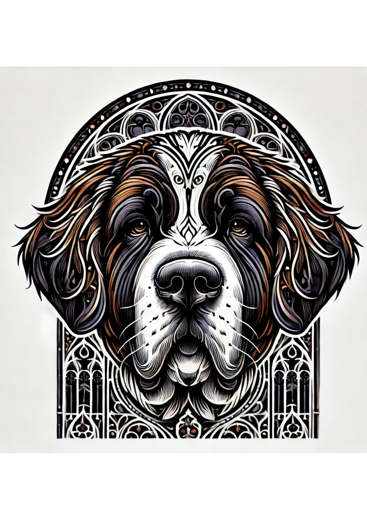 Sticker Sheet / Greeting Card – Saint Bernard Dog Gothic Style Full Cat. No. 1709