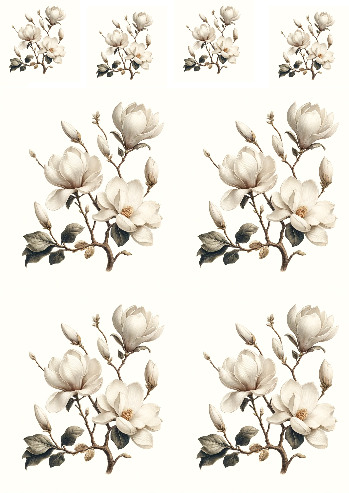 Sticker Sheet / Greeting Card – White Magnolias Cat No. 634