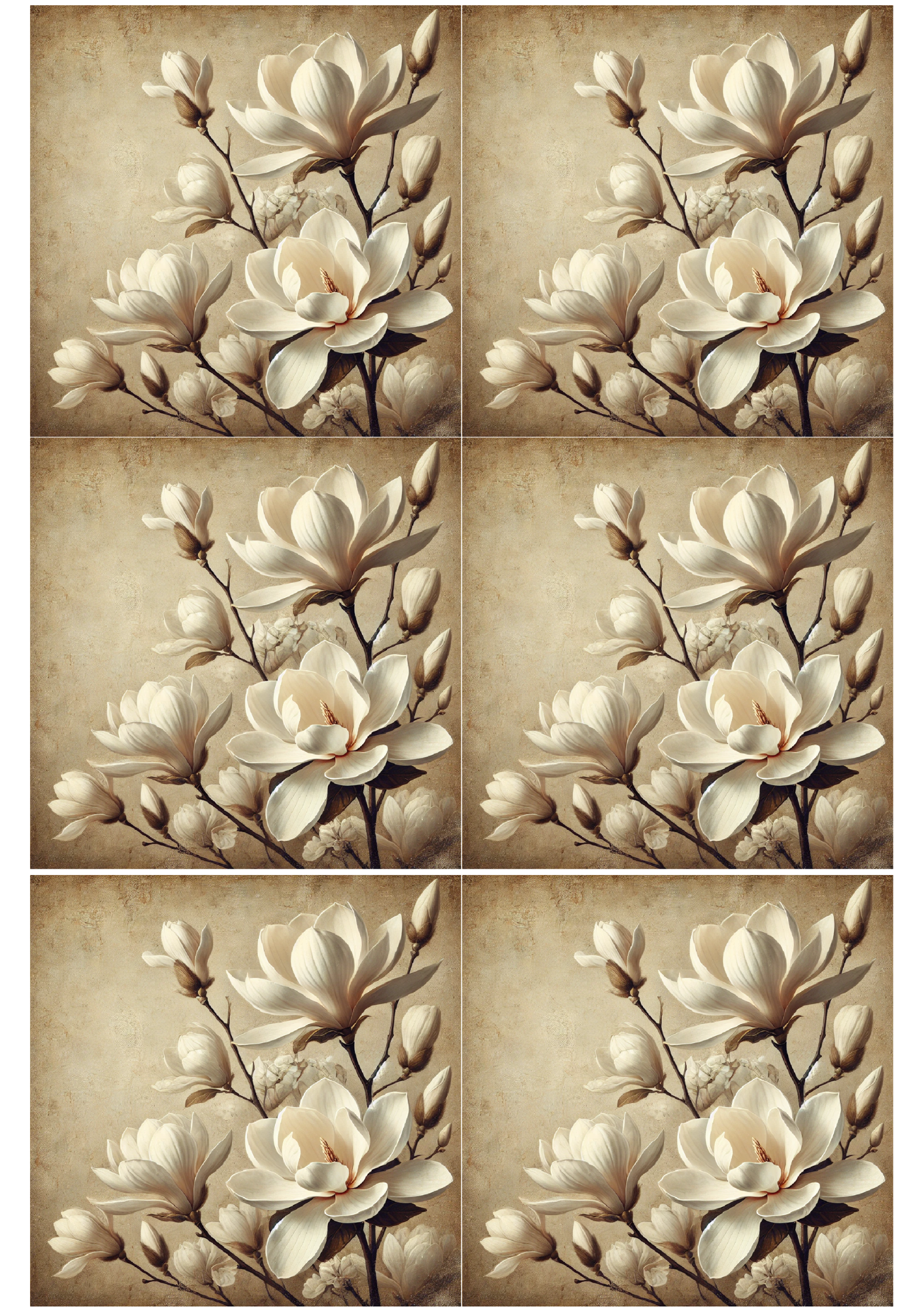 Sticker Sheet / Greeting Card – White Magnolia Vintage Collage Cat. No. 1664